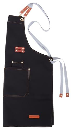 Zerodeko Delantal de Lona con y Diseño Ajustable para Cocina y Trabajo Color Negro