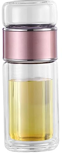 LIGIGWASH Tragbare Glas Teeflasche mit Tee Ei 250ml in Roségold