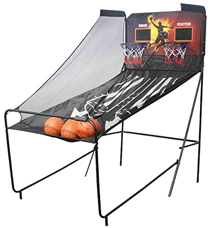 Double Electronic Hoop Shot Basketball Arcade Game with 4 Balls, 8 Game Modes for Indoor Fun