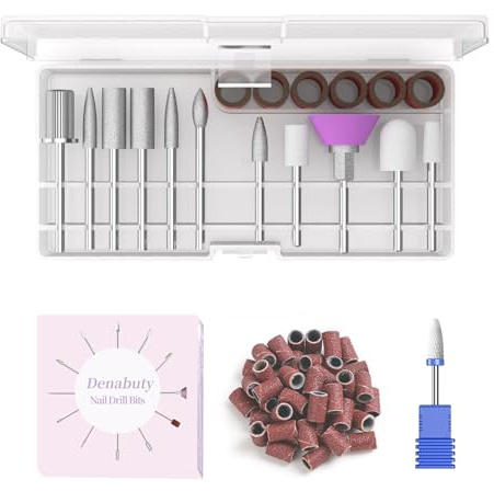 Denabuty Juego de 12 Brocas de Cerámica para Uñas, 3/32 para Quitar Gel | Torno para Uñas Fresas Profesional, Acrílico, Cutícula, Diamante, Brocas para Uñas, para Manicura Pedicura Salón uso Hogar