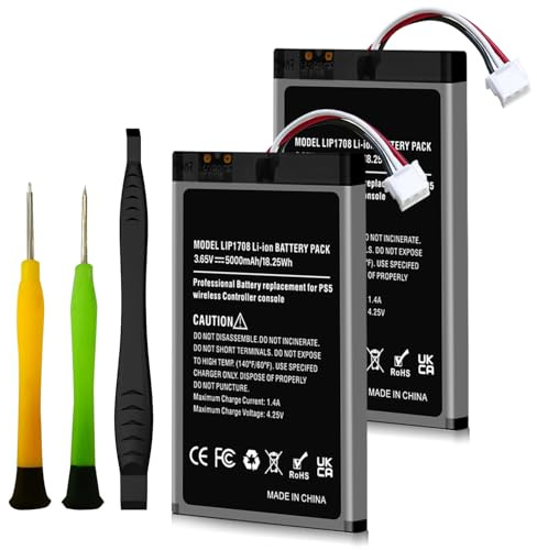 1 Pack Akku für PS5 Controller, 5000mAh Neues Upgrade Hochkapazitäts Ersatzakku für Sony PS5 LIP1708, PlayStation 5 DualSense CFI-ZCT1W Wireless Controller mit Reparatur Werkzeug Kit