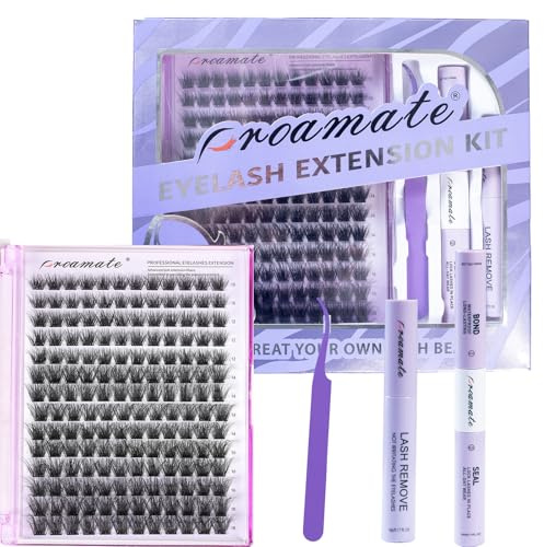 Proamate Cluster Lashes Individual Lashes DIY Eyelash Soft Natural Easy Fan Lash Individual False Lashes for Personal Use at Home (HY-2 Lash Kit)