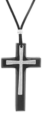 Kreuz Auto Hänge Verzierungen für Rückspiegel, Holz Kreuz Anhänger Christliche Auto Accessoires für LKW SUV Wohnkultur Religiöses Geschenk (Schwarz)