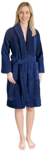 Hammetex Damen Bademantel 100% Baumwolle – 380 g/m² Weicher Frottee Bademantel mit Taschen für Zuhause & Sauna – Saugfähig & Hautfreundlich