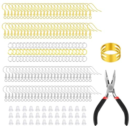 602Pcs Earring Making Kit, 925 Sterling Silver & Gold Plated Earring Hooks
