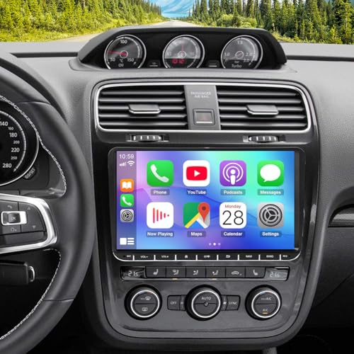 2+32G Android 14 Auto Radio Coche con CarPlay y Android Auto para VW Scirocco 2009-2014, Pantalla táctil de 9 Pulgadas Autoradio Estéreo Reproductor con GPS Navegación FM RDS SWC Bluetooth WiFi