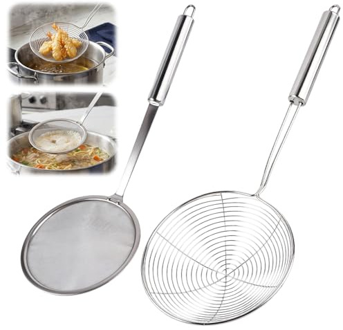 2 Piezas Espumaderas De Cocina para Olla Caliente, Freír, Harina, Fideos | Espumadera ArañA De Acero Inoxidable, Espumadera metálica, Se Puede Colgar En, Apto Para Lavavajillas