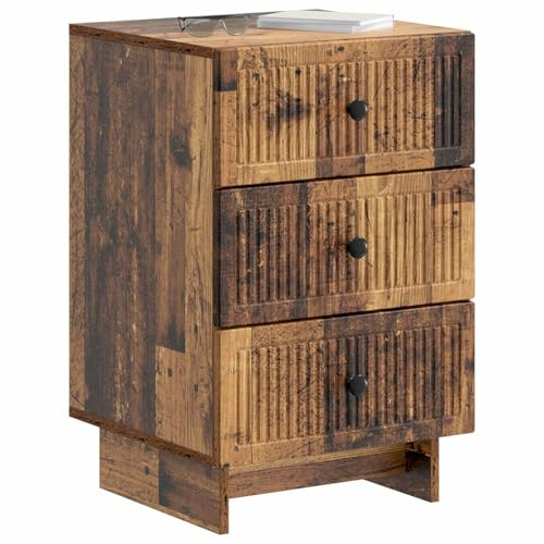vidaXL Nachttisch Altholz 43 x 41 x 66,5 cm Holzwerkstoff, Vintage Nachttisch, rechteckiger Beistelltisch, viel Stauraum, Elegantes Schlafzimmermöbel, funktionale Akzente