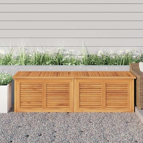 Runheo Gartenbox aus massivem Teakholz mit PE-Beutel 175x50x55 cm wetterfest und wasserdicht für Terrasse Balkon Outdoor Stauraum Kissen Auflage Truhe Organizer