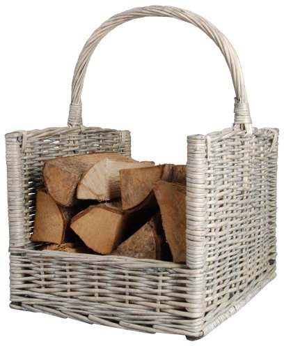 2 Stück Esschert Design Kaminholzkorb, Brennholzkorb in grau, ca. 46 cm x 36 cm x 52 cm