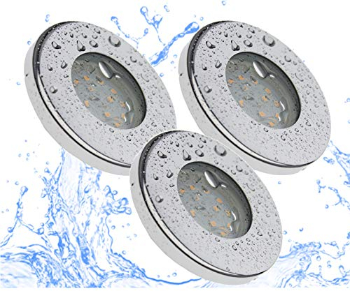 Trango 3er Set IP44 Einbaustrahler 6729IP-038-5WAK Edelstahl Chrom inkl. 3x 5 Watt GU10 LED Leuchtmittel 3000K warmweiß & Fassung, Außen Einbauleuchte, Badleuchte, Deckenspot, Dusche Deckenstrahler