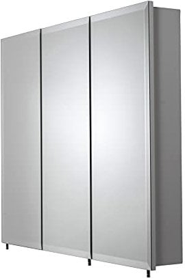 Croydex Westbourne Mirror Bathroom Cabinet - 3 Door Large Storage Unit with 2 Adjustable Shelves, Wide Angle Hinges and an Easy Hang 'N' Lock Installation, 76 x 91.5 x 13CM (White Steel)