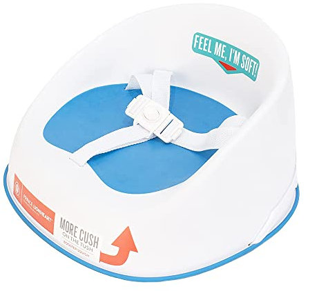 Prince Lionheart Booster Squish Seat | 12m+ - 5yrs (60lbs) | Lightweight | 3-Point Harness | Rigid Base | Springy Seat | Slip-Resistant | Attached To Chair & Child - Berry Blue