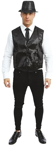 P'TIT CLOWN - Ärmellose Weste mit Pailletten - Glitter Waistcoat - Kostüme für Karneval, Mottopartys, Silvester, Neujahr, Festivals - Erwachsene - Einheitsgröße