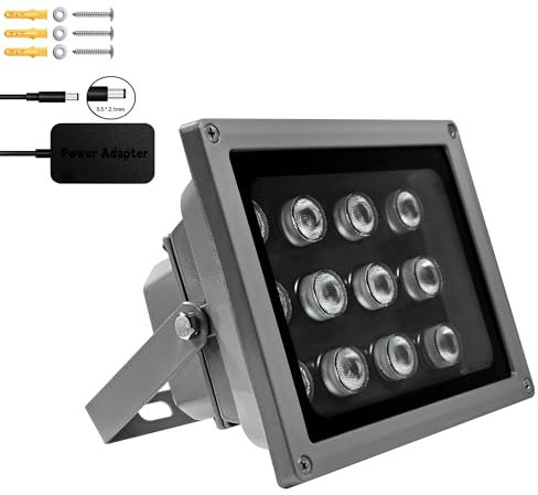 JCHENG Infrared Light 12-Led IR Illuminator Long Range for 850nm Night Vision Security Camera and VR Systems