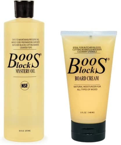 Boos Block Schneidebretteröl- und Wachs-Set – 473 ML Schneidebrett Öl + 148 ML Schneidebrett Holzwachs Lebensmittelecht – Öl für Schneidebretter – Arbeitsplattenöl – Schneidebrett Öl Lebensmittelecht