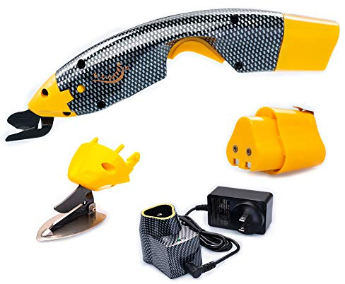Loboo Idea Power - Forbici Elettriche Senza Fili per Tessuti, Artigianato, Cucito e Cartone - 2 Lame da Taglio Con Cerniera