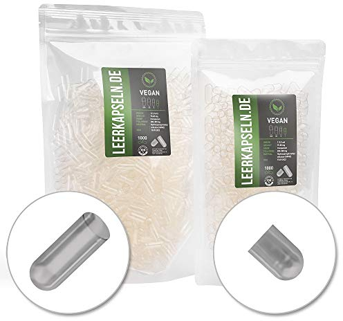 1000 Stück getrennte Kapselhälften | Größe 1 | HPMC Kapseln Caps | Leerkapseln mit gr. Füllmenge | transparent vegan vegetarisch | kein vorheriges öffnen nötig | natural supplements (1000)