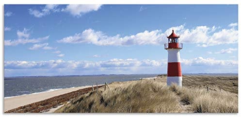 ARTland Spritzschutz Küchenrückwand aus Alu für Küche Herd Spüle 120x55 cm (BxH) mit Motiv Strand Nordsee Meer Dünen Himmel Leuchtturm Sylt Maritim T9ML