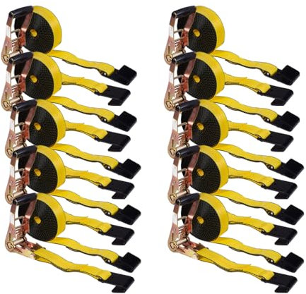 Mytee Products (10 Pack) 2 X30' Ratchet Straps w/Flat Hook, WLL 3335 Tie Down Strap