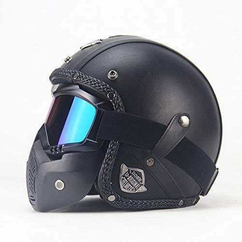 Casco Integrale Vintage Con Maschera Di Protezione Amovibile, Casco Bandit, Casco Astronauta Adatto Per Bike Cruiser Scooter Touring Motocross Moto