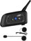 YUZEU V6 Interphone de Casque de Moto, 1200m 6 Riders Mains Libres Bluetooth Intercom avec Microphones Oreillette Antibruit Système de Communication, pour Moto/Vélo/Climing/Ski (1 Pack)