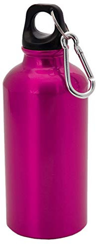 Fermento Italia Borraccia Alluminio con moschettone Personalizzabile - Ideale per la Palestra, Escursioni, attività all'Aria Aperta (400 ml, Fuxia (Metallico))