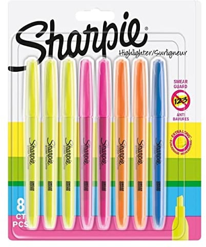 Sharpie Pocket Highlighters | Chisel Tip | Assorted Fluorescent | 8 Count