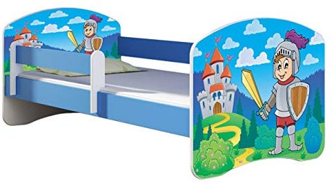 ACMA Lit Enfant Bébé TIROIR Matelas sommier Gratuite Bleu Meubles pour Enfants II (32 Chevalier, 160 x 80 cm)