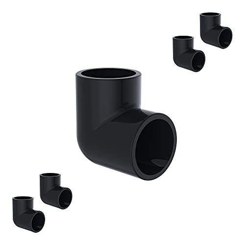 Kirchhoff | PVC-U | 90° Winkel | 5er Set | Druckrohr für Pool | Teich | Rohr | 50 mm | PN 12,5 | 16 bar | Grau | Klebemuffe