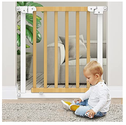 Artiz Baby Safety Gate, Super Flexi Fit Stair Gate Wooden Safety Gate Fits Opening From 76-81 Cm Wide With Double Locking Mechanism Feature Ideal For Kids And Pets Stairway Guardrail Baffle