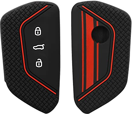 kwmobile Silicone Key Fob Cover Compatible with VW Golf 8 3 Button Car Key