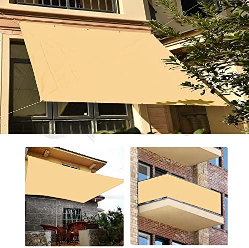KOUDU Sonnensegel Wasserdicht im Freien 1.6x10m Wasserdicht 98% Uv Schutz Balkon Sichtschutz für Veranda, Außenbereich, Terrasse, Balkon, Beige