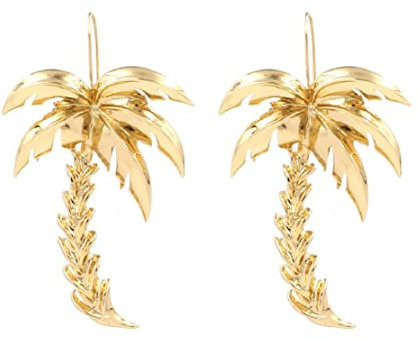 Palm Tree Statement Earrings for Women, Coconut Tree Earrings for Girls, Coconut Palm Tree Dangle Earrings Hypoallergenic, Cute Tropical Earrings Studs, Gold Tree Beach Drop Earrings