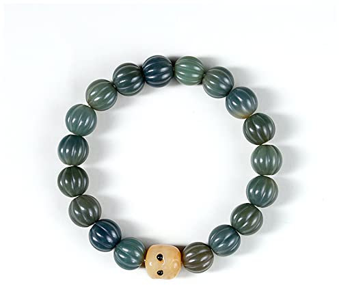 Lllunimon Zarte schöne Bodhi Wurzel Perlen Armband, einfache Single Loop Stretch Armband für Männer Frauen Meditation Yoga Mala,Grün