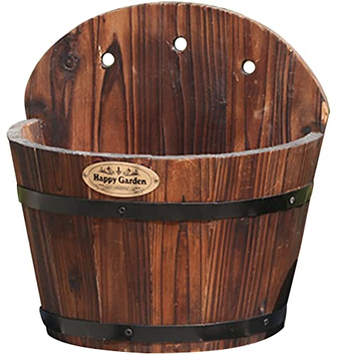 OUNONA Holz Blumentopf Wandhängend Hängend Blumentopf Holz Vintage Blumenkübel Blumenkorb Pflanzkübel Holz Wandvase Blumenkasten Wand Holz Deko Wand für Landhausstil Balkon Garten Deko