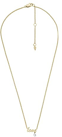 Fossil Sadie Damen-Edelstahl-Halskette mit Karabinerverschluss, Senfgold