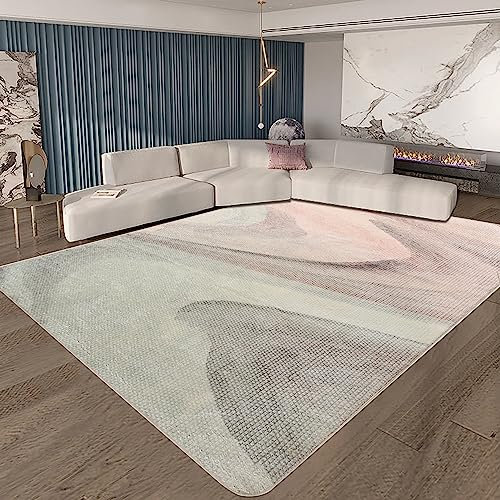 Cinknots Teppich Wohnzimmer Kurzflor Pflegeleicht,Anti-Rutsch Rückseite,Moderne Vielfarbiges Design,Passend für Wohnzimmer,Schlafzimmer,Grau/Pink,200 x 300 cm