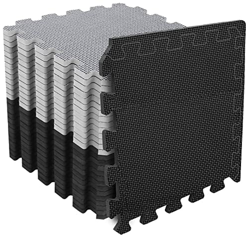 Bodenschutzmatte Fitness Set [31x31cm], 24/36/48 Puzzlematte, Eva Sportmatte Fitnessmatte rutschfest, Bodenmatte für Fitnessraum&Fitnessgerät, Fallschutzmatten Outdoor&Pool Unterlegmatte