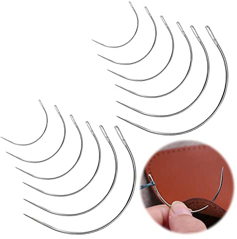 12PCS Curved Needle Set - 2 to 5 Curved Hand Sewing Needles for Leather, Weaving, Carpet Repair
