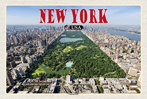 Ontrada Blechschild 20x30cm gewölbt New York USA Central Park Deko Geschenk Schild