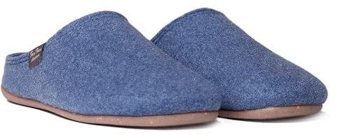 Zapatilla Tipo Zueco para Mujer en Fieltro Reciclado en Azul - Mona-FR - 37 EU
