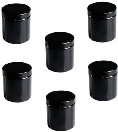 POPETPOP 6pièces Flacons Cosmétiques Pet Noirs Lot De Pots à Masque Pour Visage Réutilisables Bouteilles à Large Ouverture Pour Crèmes Et Bougies