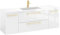 Furni Rosen 140 cm Hängend Badezimmerschrank mit Waschbecken und Stilvollen und Eleganten Goldenen Griffen Waschbeckenunterschrank Badezimmer Waschtisch mit Unterschrank Waschtischunterschrank