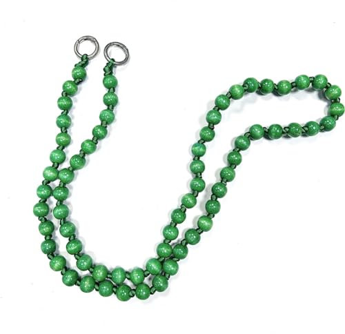 Rockreyoa Holzperlen Handykette zum Umhängen Universal Perlenkette Handyschnur Schlüsselband Handy Lanyard Anhänger Schlüsselkette Personalisierte Smartphone Necklace für Damen und Mädchen Grasgrün