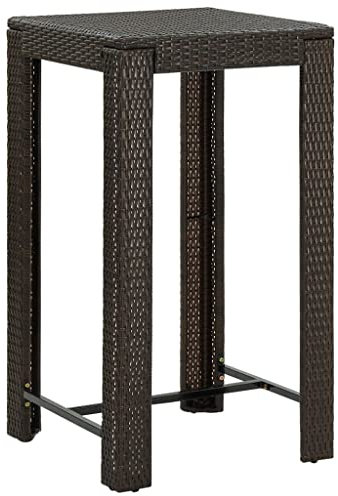 AUVYI Garten-Bartisch Braun 60,5x60,5x110,5 cm Poly Rattan Bierpong Tische Dining Table Pokertisch Campingtisch Buffettisch Multifunktionstisch Beistelltisch Klein Küchentisch Biertisch