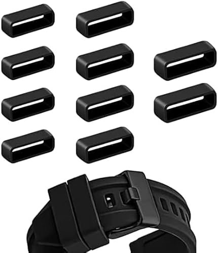 CABLEPELADO Gummispangen für Uhrenarmbänder, aus Silikon, geeignet für 16 bis 24 mm breite Armbänder, Schwarz, 10 Stück, 16 mm, Modern