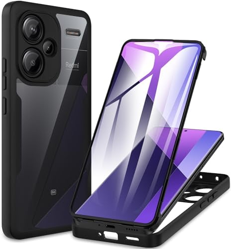 CENHUFO for Xiaomi Redmi Note 13 Pro+ Plus 5G Case (Not for Note 13 Pro), Built-in Screen Protector Full Body Protective Shockproof Bumper Phone Case for Redmi Note 13 Pro Plus 5G -Black