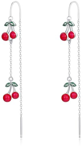 PRAYMOS Erdbeer/Zitronen/Kirsche Ohrringe 925 Sterling Silber Frucht Ohrringe Sommer Ohrringe Neuheit Lustige Ohrringe Schmuck Geschenke