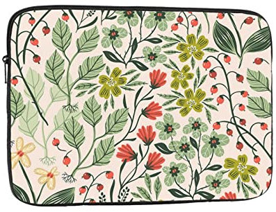 Housse de protection pour ordinateur portable de 13 pouces en tissu Oxford résistant aux chocs avec imprimé de belles fleurs